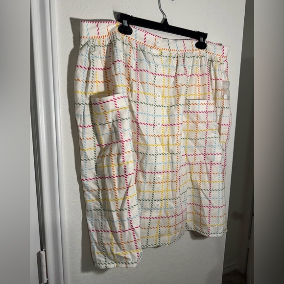 ModCloth NWT Creative Direction Rainbow Plaid A-Line Linen Skirt Womens Size 16 - Picture 3 of 10